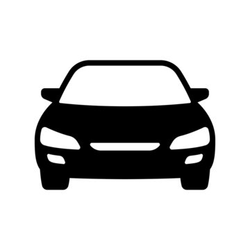 recommend clip art: Car icon. Black silhouette. Front view. Vector simple flat graphic illustration. Isolated object on a white background. Isolate.