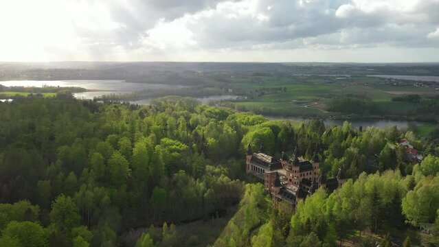 Castle in Lapalice, surrounded by Kashubian forests and lakes, Poland