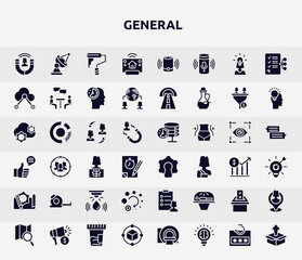 general filled icons set. glyph icons such as user engagement, smart home hub, internet of things, on coaching, open source, tape measure, loading, referendum, model preparation icon.