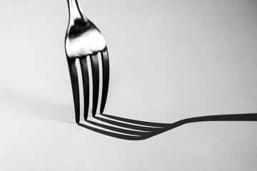 fork with shadow on a white background	