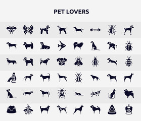 Fototapeta premium pet lovers filled icons set. glyph icons such as psocoptera, afghan hound, mastiff, jack russel terrier, golden ground beetle, dachshund, pyrrhocoridae, egyptian cat, german shorthaired pointer,