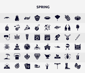 Obraz premium spring filled icons set. glyph icons such as anteater, maharaja, muffin, sun lotion, circus, freezer, diamonds, insect, ham icon.