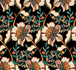 Colorful floral pattern with traditional style design, persian pattern of floral motifs, suitable for clothing textile and wallpaper design