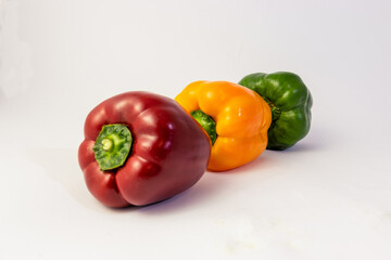 Red yellow green organic bell paprika peppers Healthy life concept