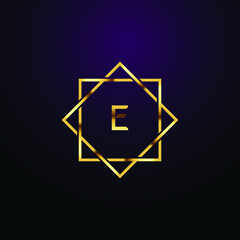 Premium luxury Vector elegant gold and  font Letter E Template for company logo with monogram element 3d Design