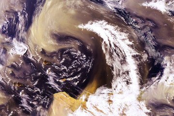 Hurricane with dust from space. Elements of this image furnished by NASA - obrazy, fototapety, plakaty