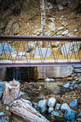 Small Footbridge Crosses over a Creek at the Entrance to Switzer Falls in the Angeles National Forest behind Los Angeles, California, USA