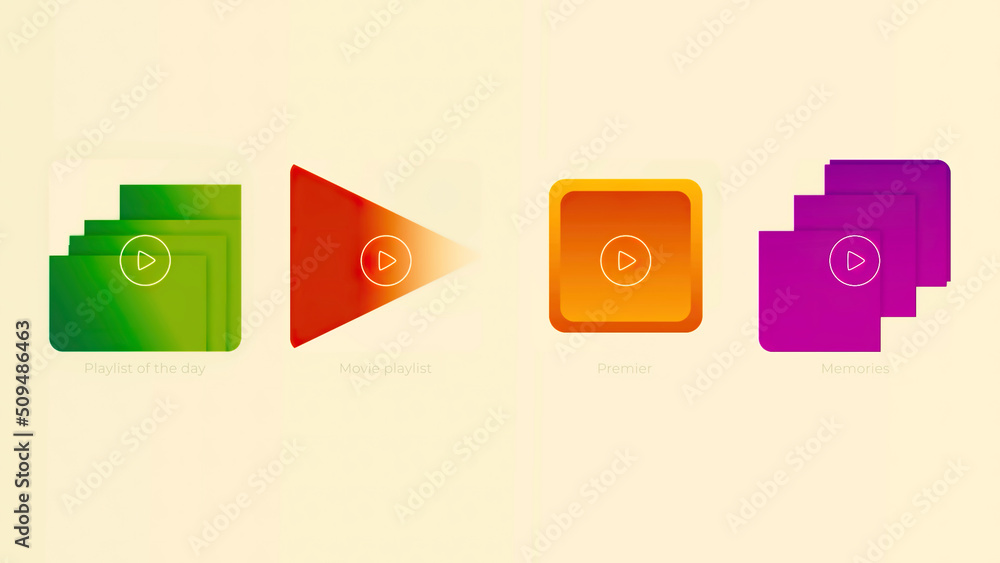 Poster visualization of colorful computer or smartphone icons on colorful gradient background. motion. diff