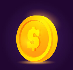 Game big Coin. Interface for developing online slot machines. Casino and gambling. Currency for payment or most expensive lot concept. Jackpot, fortune and Luck. Cartoon flat vector illustration