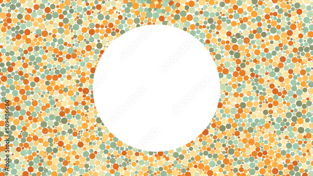 Poster abstract animation of multi-colored large and small particles creating the empty circle-shaped space