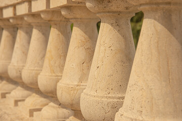 White Italian balustrade - Datail of a classical architectural element in concrete/stone