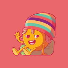 Rasta emoji character Chillin vector illustration. Emoji, funny, social media design concept.