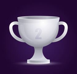 Game big Cup silver. Reward in online casino with gambling. Trophy for second place. Achievement and success. Leadership and motivation. Poster or banner for website. Cartoon flat vector illustration