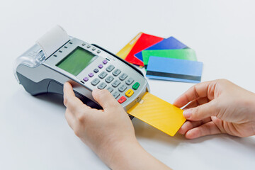 Credit card payment with EDC machine or credit card terminal.