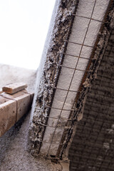 foundations of a cement roof of a house under construction