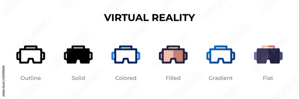 Poster virtual reality icon in different style. virtual reality vector icons designed in outline, solid, co