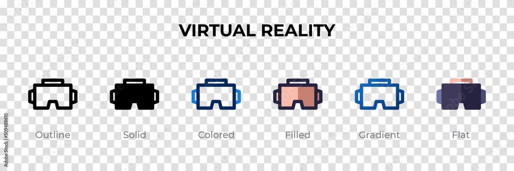 Poster virtual reality icon in different style. virtual reality vector icons designed in outline, solid, co