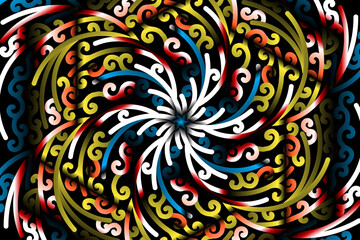 colourful caleidoscope gradient flower  art pattern of indonesian culture traditional tenun batik ethnic dayak ornament for wallpaper ads background 