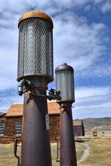 Antique gas pumps at Bowie Historic State Park in California - obrazy, fototapety, plakaty