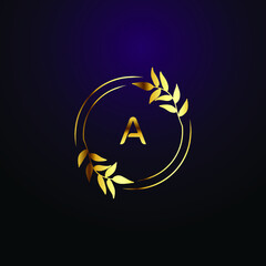 Premium luxury Vector elegant gold and  font Letter A Template for company logo with monogram element 3d Design