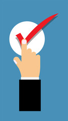 voting symbol design, voter hand with voting sign, Vector illustration.