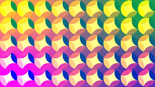 Animated colorful dot pattern background. Stock animation. Rows of increasing circles and dots between them create colorful patterned background
