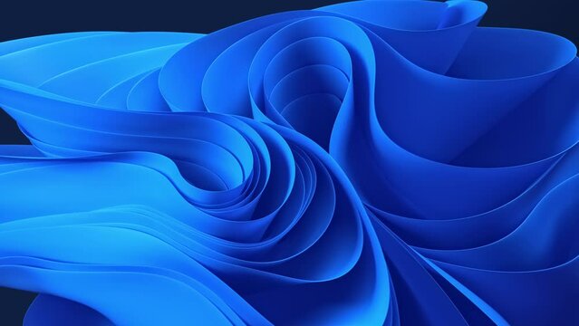 Animated abstract 11 blue wavy cloth fabric lines wave effect window backdrop. Corporate concept can be used for visuals, vj, presentations as motion background Seamless Loop 4k