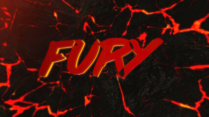 Abstract background of hot rock with cracks. Animation. Abstract background with fury inscription on lava background