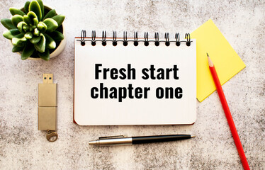 text Fresh start chapter one text on white paper