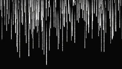 Black and white abstract pattern. Animation. Abstract animation of monochrome splashes of white luminescent liquid ink flowing upward on the black background.