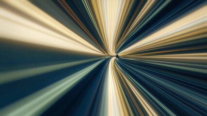 Fast movement through tunnel. Animation. Fast movement through cyber tunnel with neon stripes in space. Dizzying traffic through striped tunnel with turns