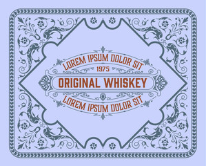 Whiskey label with old frames