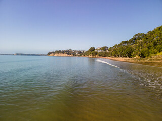 Aerial shots of beachfront property in Red Beach, New Zealand