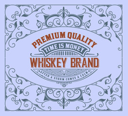 Whiskey label with old frames