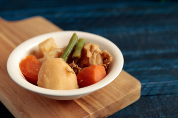 Japanese meat and potatoes on the table
