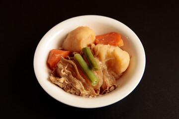 Japanese meat and potatoes on the table