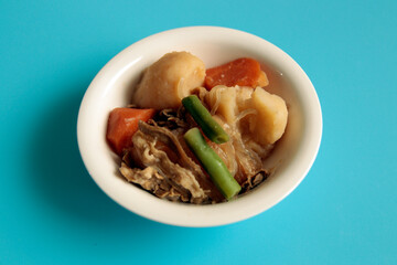 Japanese meat and potatoes on the table