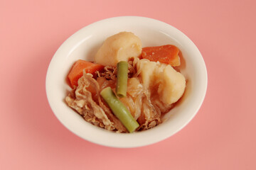 Japanese meat and potatoes on the table