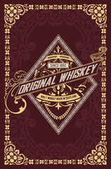 Whiskey label with old frames