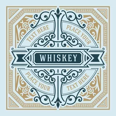 Deurstickers Vintage labels Whiskylabel met oude lijsten