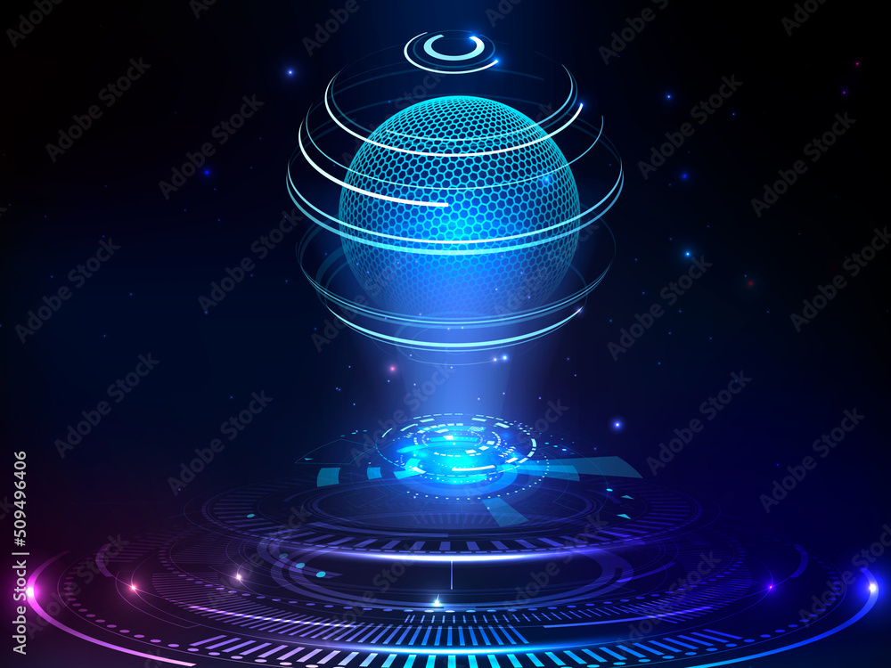 Aufkleber world with internet devices. global communication technology. 2d render background
