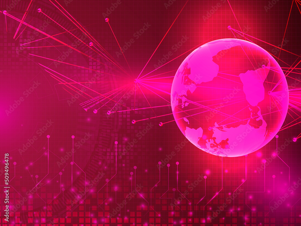 Poster world with internet devices. global communication technology. 2d render background