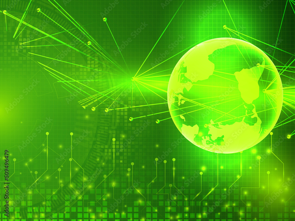 Poster world with internet devices. global communication technology. 2d render background