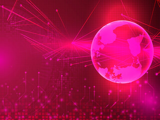 World with internet devices. Global communication technology. 2d render background