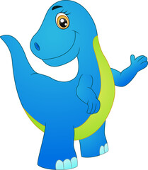 Cute blue dinosaur cartoon posing