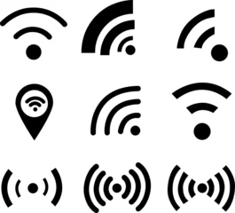 Poster Wifi Signal Icon. Wifi Signal Symbol. Free WiFi black color network symbol for public zon or mobile interface..eps © Sejal
