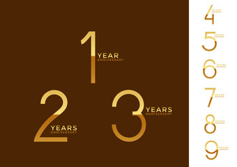 set anniversary gold color logotype style with overlapping number on brown and white background