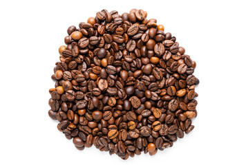 Roasted Coffee Beans and White Background. No Cutout. No Isolation.