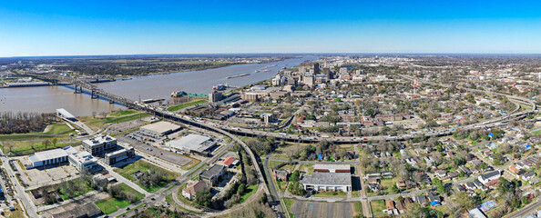 Mississippi River Bridge Baton Rouge Louisiana and State Capitol