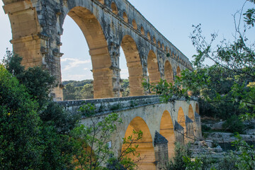 Fototapeta na wymiar Roman Ruin Aquaduct Pont du Gard